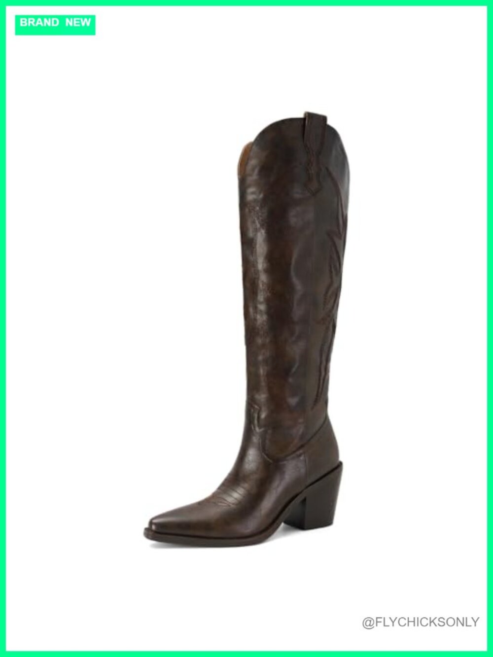 Women's Cowgirl Boots Knee High Faux Leather Embroidered Western Boots
